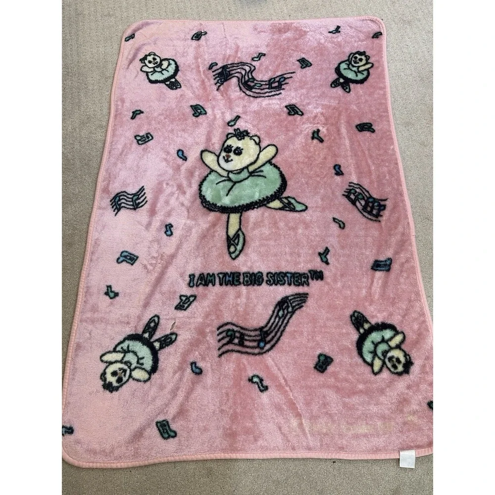 Vintage‎ Baby Blanket I Am The Big Sister Ballerina Bear
